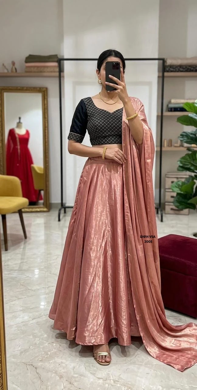 Dusty Pink Embroidered Lehenga – Pink